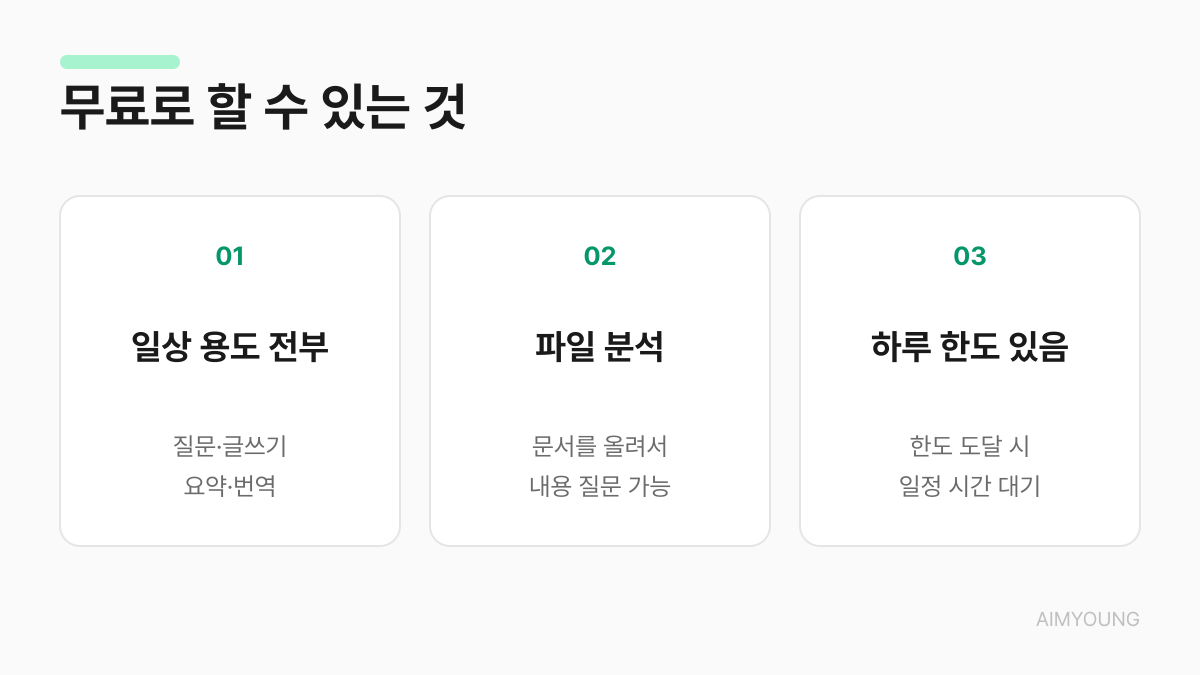 클로드 무료 플랜으로 할 수 있는 것 — 일상 용도 전부, 파일 분석, 단 하루 한도 있음