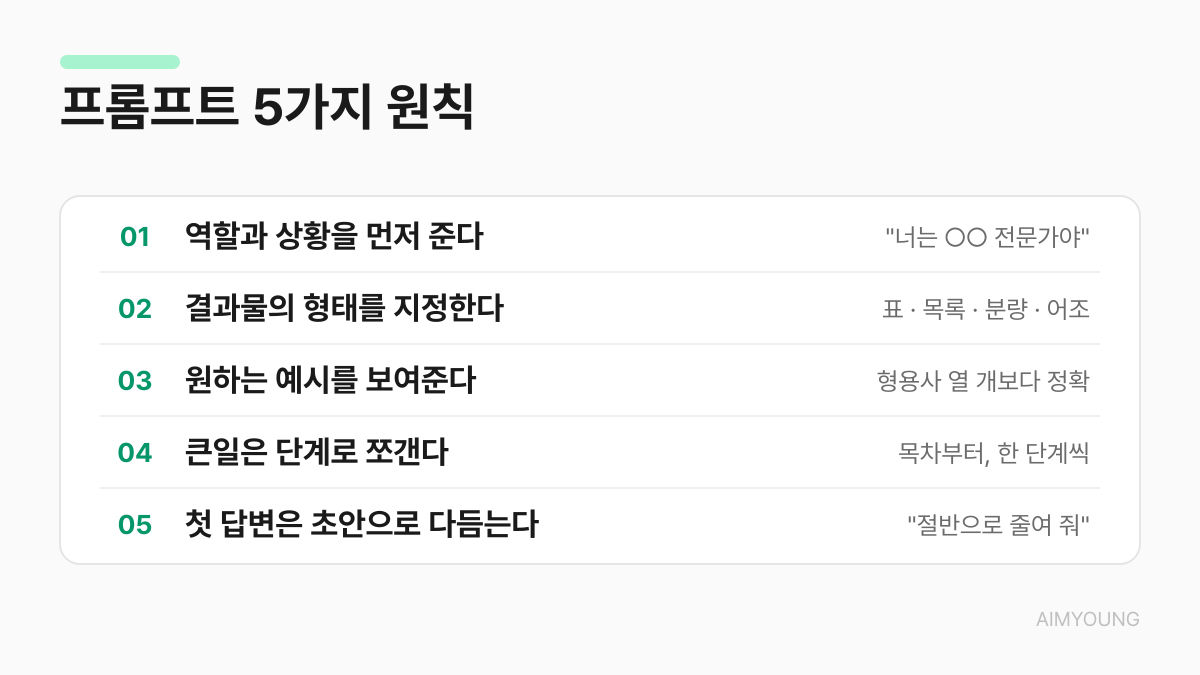 프롬프트 작성 5가지 원칙 요약