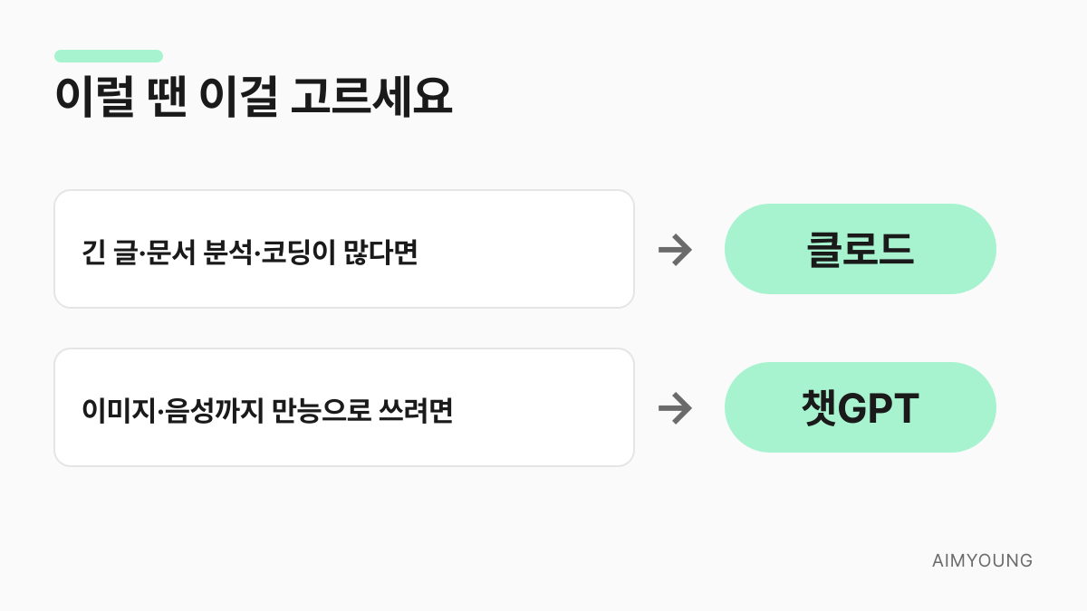 상황별 클로드 챗GPT 추천 안내