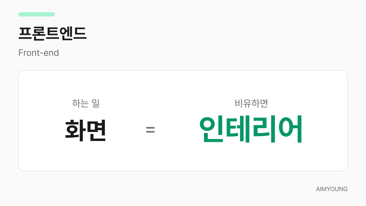 프론트엔드는 화면, 비유하면 인테리어