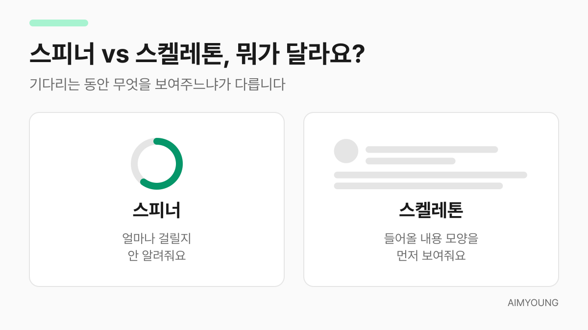 스피너와 스켈레톤 비교 카드