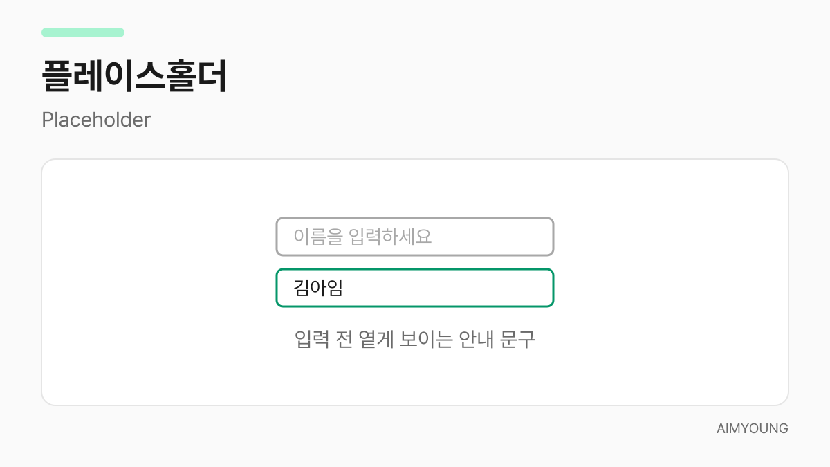 플레이스홀더 예시 - 입력 전 옅게 보이는 안내 문구