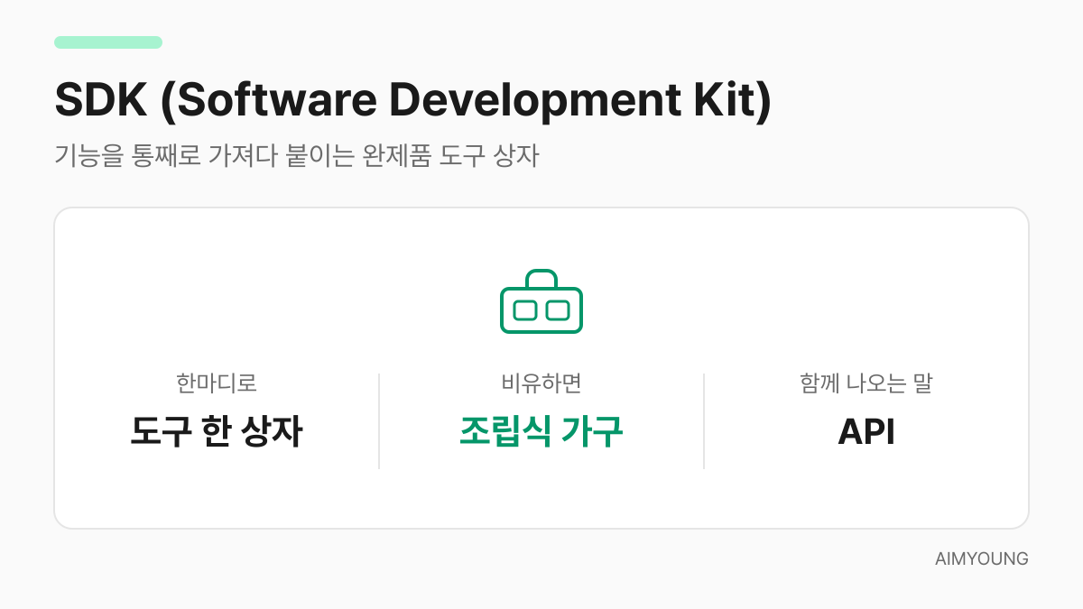 SDK 설명 카드 — 도구 한 상자, 조립식 가구
